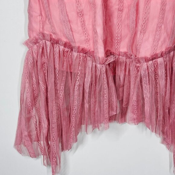 NBD Ahlani Blush Pink Sheer Layered Mesh Ruffle Mini‎ Dress Sleeveless Women S - Picture 7 of 14